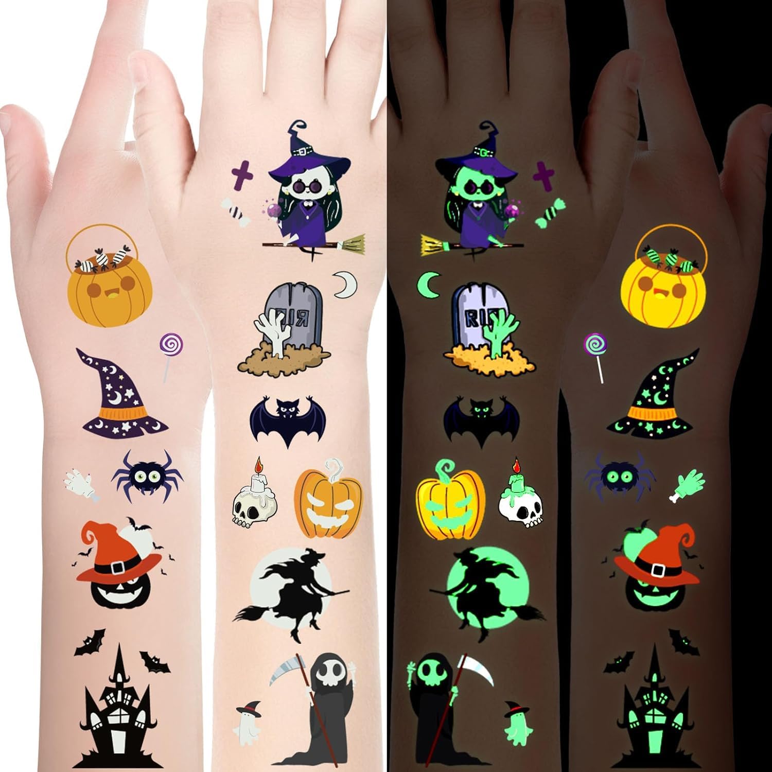 60 Blatt Halloween-Tattoos Für Kinder | Über 500 Motive Wie Kürbis, Geist, Spinne – Partygeschenk & Deko