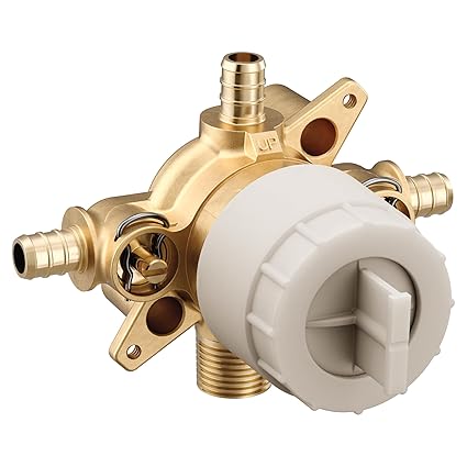 Moen U140XS M-CORE 3-Series 4 Port Tub and Shower Pre-Fabricated Mixing Valve with Crimp Ring PEX Connections and Stops, or Unfinished