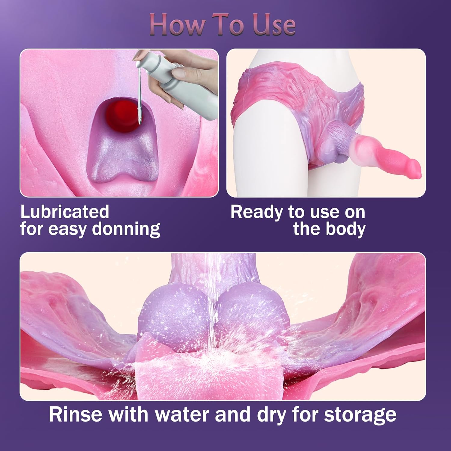 Fantasy Strap On Dildo Panties Colorful Penis Sleeve, Silicone Wearable Hollow Dildo Harness Male Enlarge & Prolong, Monster Strap On Harness Penis Enlargement Wearable Sex Toys for Men Women Couple