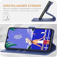 Ganbary Samsung Galaxy A35 5G Bőr Flip Tok - Kék Kártyatartós Mágneses Védőtok Állvány Funkcióval, Prémium Műbőr Telefontok 4