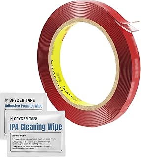 4910 Clear Double Sided Acrylic Foam Tape - Strong Transparent Mounting Tape for Glass, Acrylic, Plastic & Metal - Weather Resistant Invisible Adhesive 10mm x 3m with IPA & Adhesion Promoter Wipes