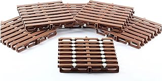 XPLKQXE Baldosas Plástico Entrelazadas Terraza (18 X 19 X 2,5 Cm), Tapete Drenaje Antideslizante, Baldosas Terraza Patio, Porche, Piscina, Balcón, Patio Trasero(marrón,18x19x2.5cm-24pcs)