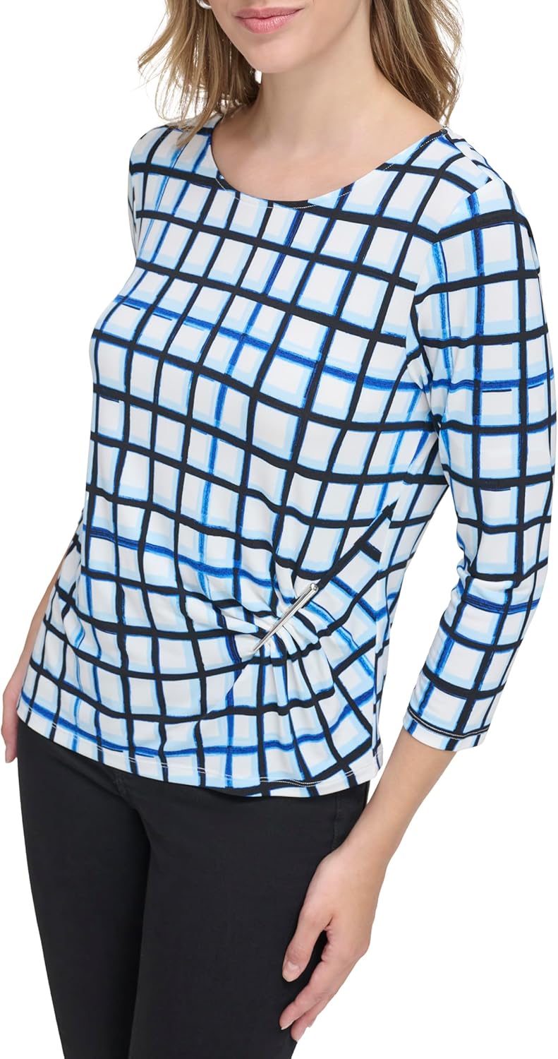 Calvin Klein Women's Plus 3/4th Sleeve Printed Blouse Top - Image 3