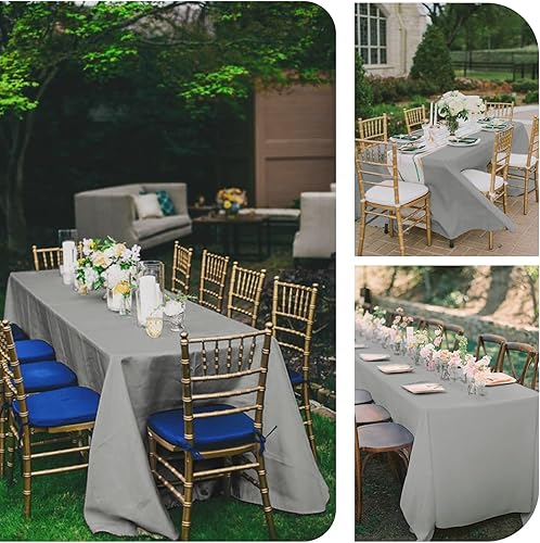 Miniatura 53 de Pesonlook Paquete de 4 manteles redondos blancos de 90 pulgadas, mantel de poliéster para mesas redondas, mantel lavable, resistente a las manchas