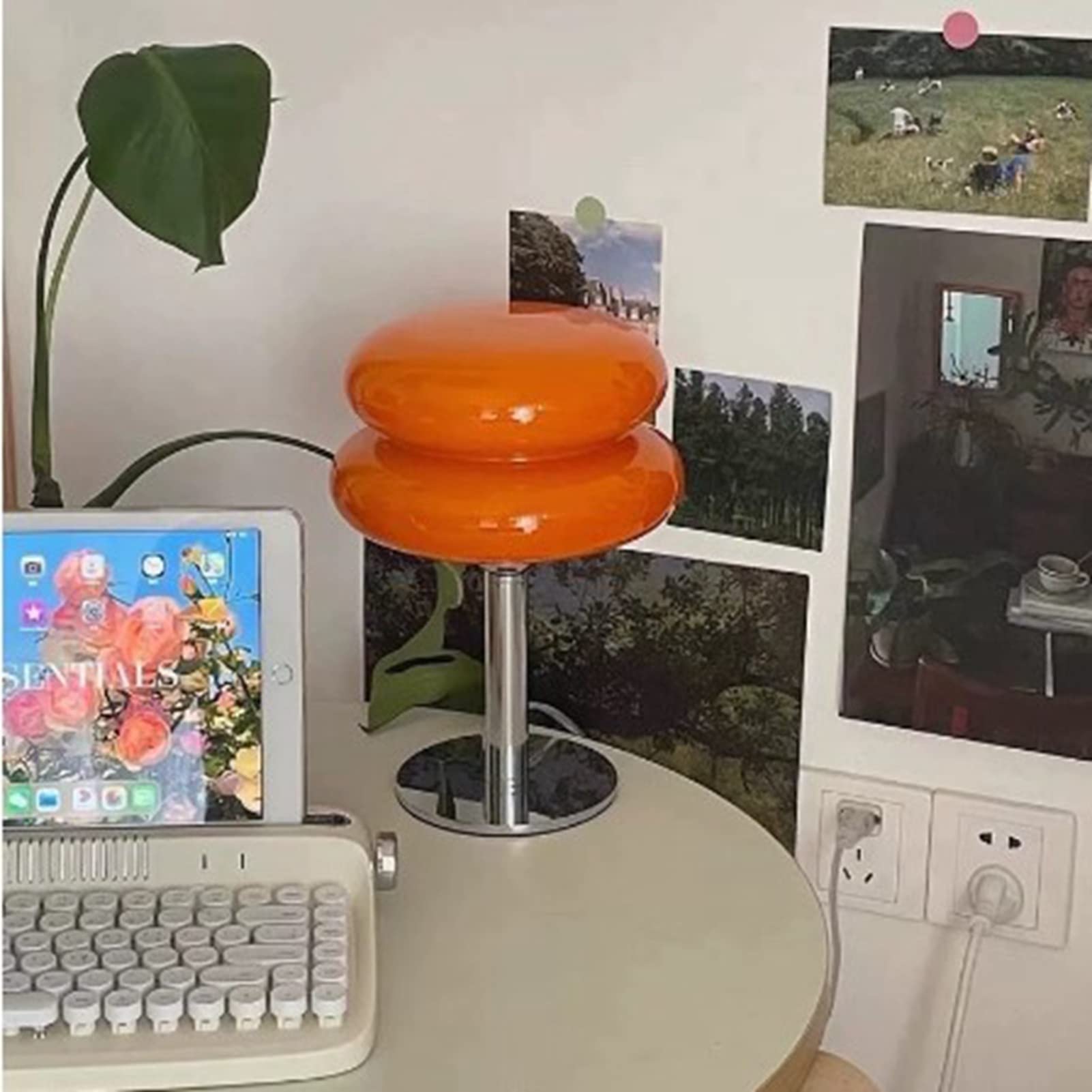 Simpatica Lampada da Tavolo in Cristallo a Forma di Torta, Luce Soffusa a Basso Consumo e Facile Utilizzo per Lampada da Comodino in Camera da Letto (ORANGE)