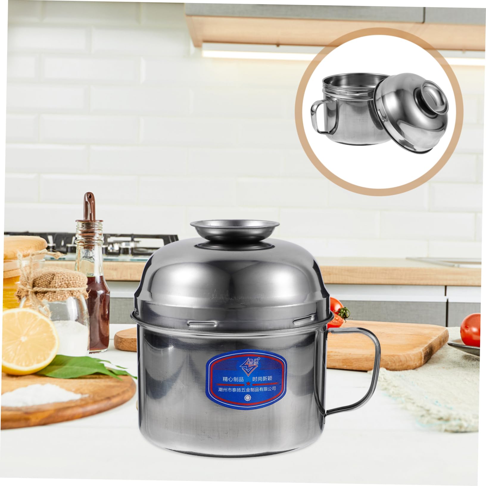 BRIGHTFUFU Large Capacity Stainless Steel Fast Food Bowl Dual for Ramen Soup Reusable Portable Container for Camping Home and Restaurants