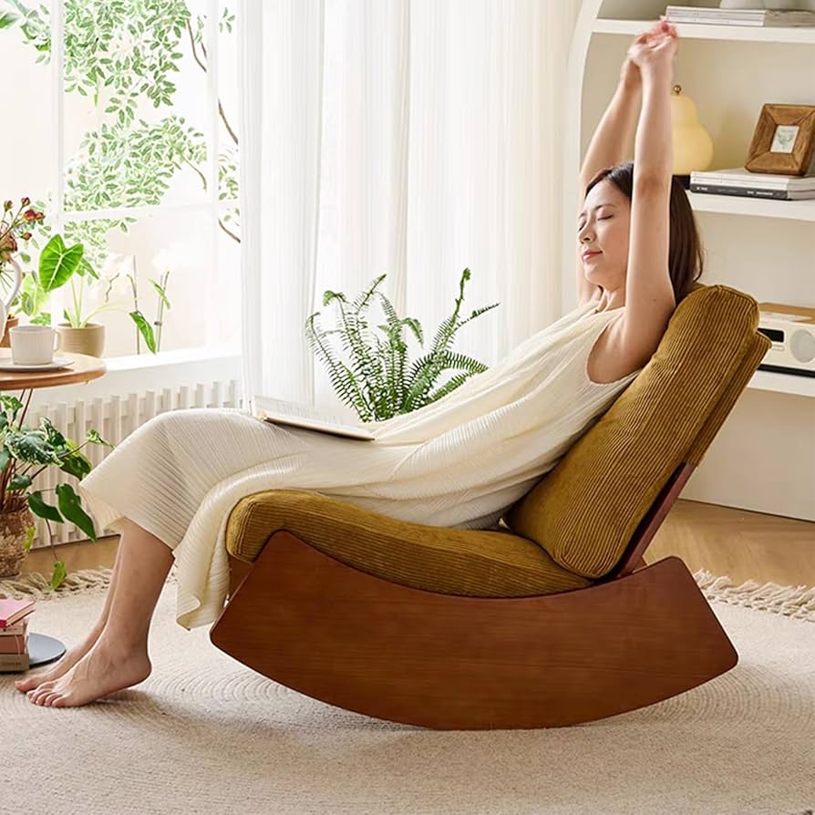 北欧♦️カントリー♦️高級 ウッド&モスグリーン♦️ファブリック ロッキング チェア 北欧♦️カントリー♦️高級 ウッド&モスグリーン