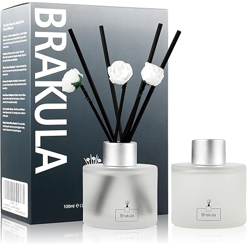 Brakula 2 Pack Reed Diffuser Set, Fresh Linen Scented, Home Fragrance with 14 Sticks Bathroom Decor, Reed diffusers for Home 6.76 fl oz (Fresh Linen)
