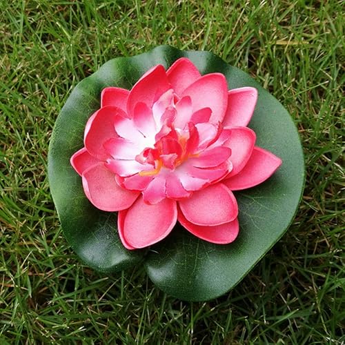 Miniatura 6 de FOMIYES Flores de loto artificiales de lirios de agua para piscina de estanque, 5 piezas de flores de loto flotantes realistas de espuma con