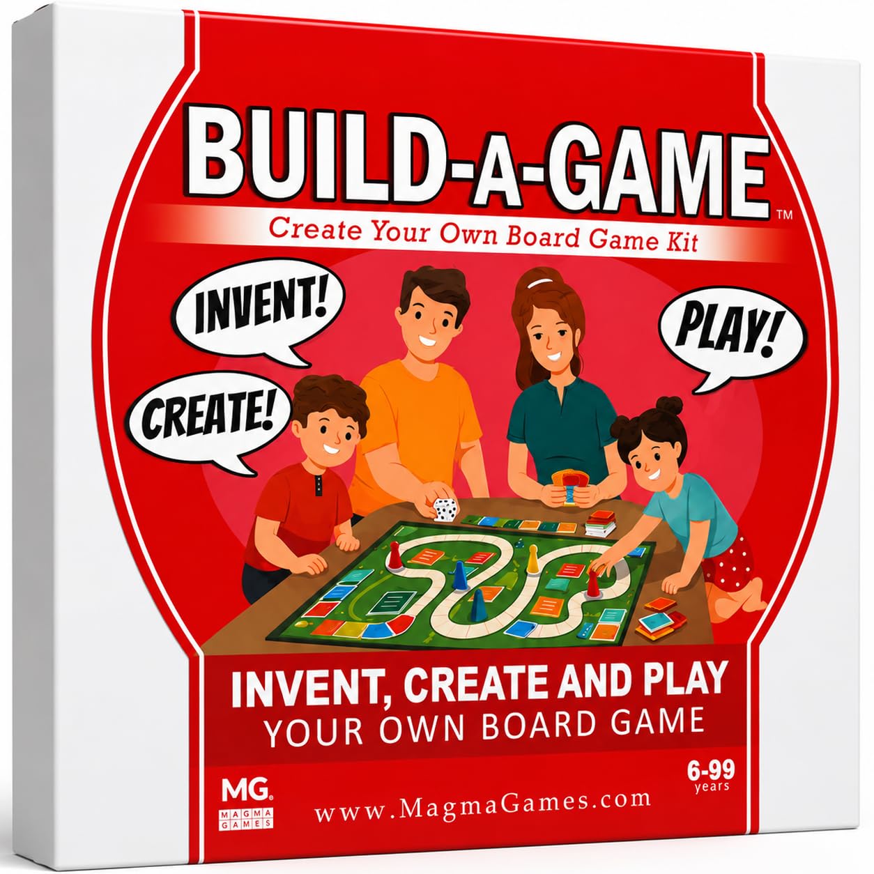 Magma Games | BUILD-A-GAME - Make Your Own Board Game Kit (Kids & Adults)