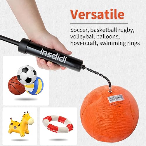 Miniatura 3 de Bomba de bola para pelotas deportivas, bomba de aire portátil con 8 agujas, 2 boquillas, 1 manguera de extensión para baloncesto, fútbol, voleibol,