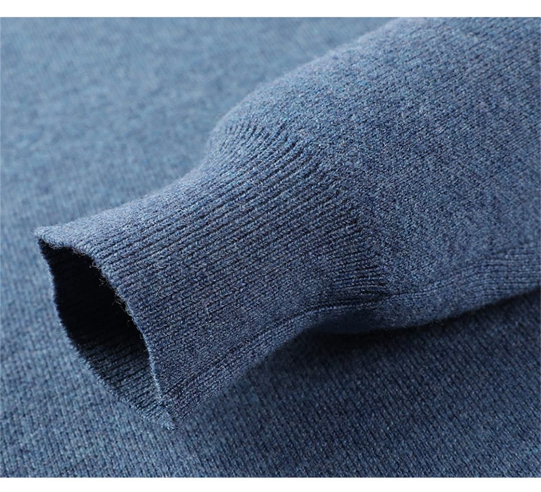 Maglione di Cashmere da Uomo Camicia Invernale con Fondo in Lana Tinta Unita Maglione Casual A Collo Alto A metà Tinta Unita