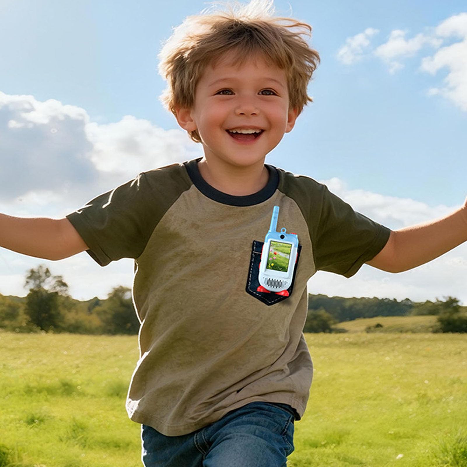 Talkies-Walkies Vidéo pour Enfants, Paquet de 2 Interphones Vidéo Rechargeables Portables, Portée de 500 M, Radio Bidirectionnelle avec écran 2 Pouces, Cadeaux d'anniversaire (Blue)
