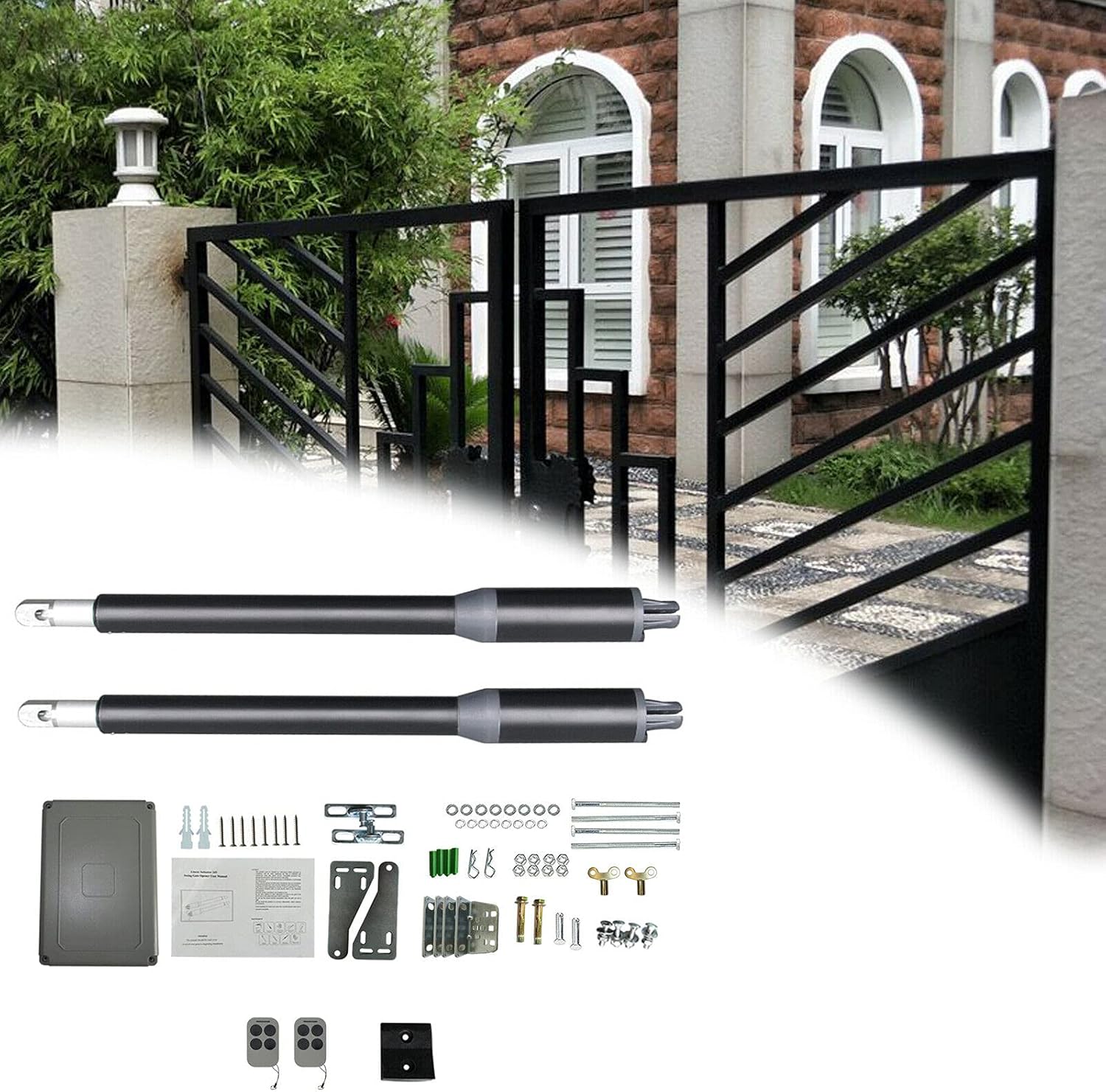 Heavy Duty Dual Arm Swing Gate Opener Kit - Automatic Gate Operator,Duty Automatic Gate Opener Kit for Dual Swing Gates Up to 17 Feet or 650 Pounds Gate Motor AC Powered