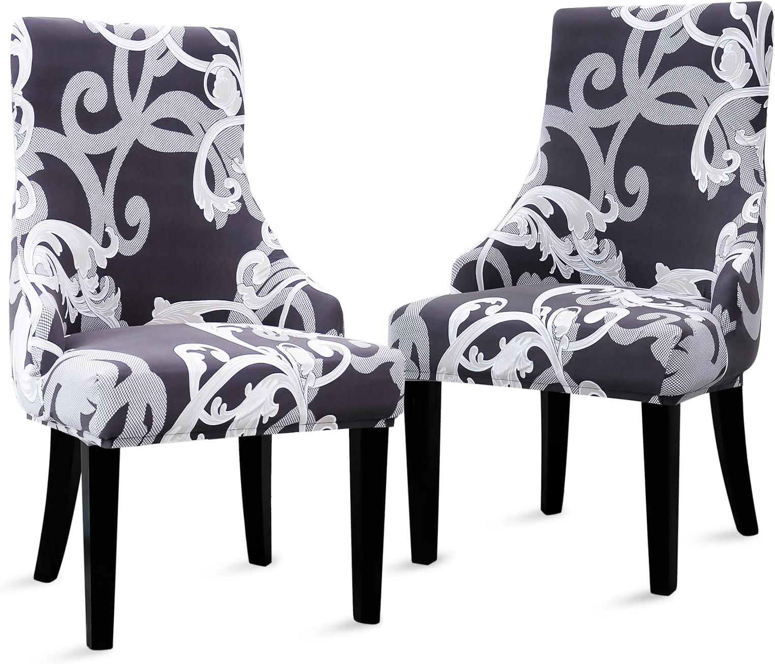 Liykimt Stretch Wingback Side Chair Slipcover with Arms-Armless Accent Chair Cover,Removable Soft Spandex Upholstered Arm Dining Chair Protector with Nailed Trim for Dining Room Banquet Home Decor