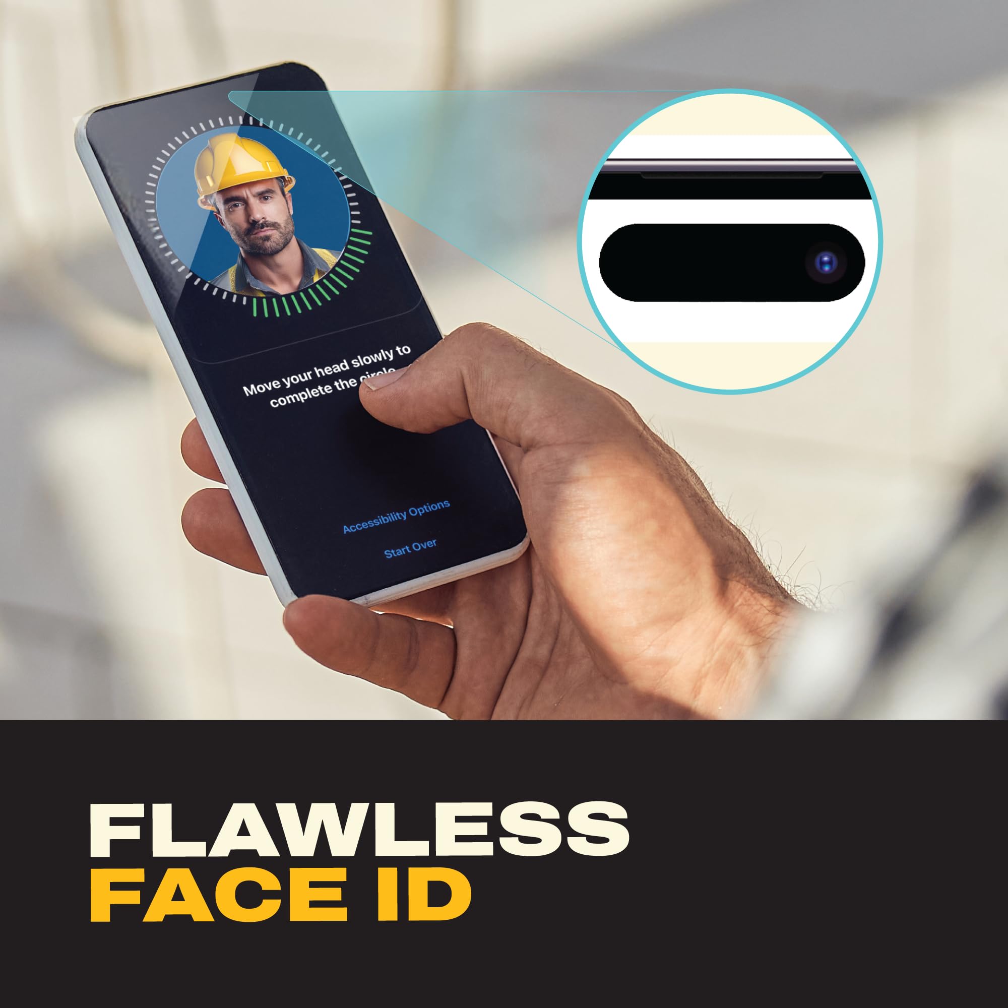 DEWALT Pellicola protettiva per schermo Heavy Duty da 2 pezzi compatibile con iPhone 17, protezione del sensore, compatibile con Dynamic Island, vetro temperato anti-spia [durezza 9H]