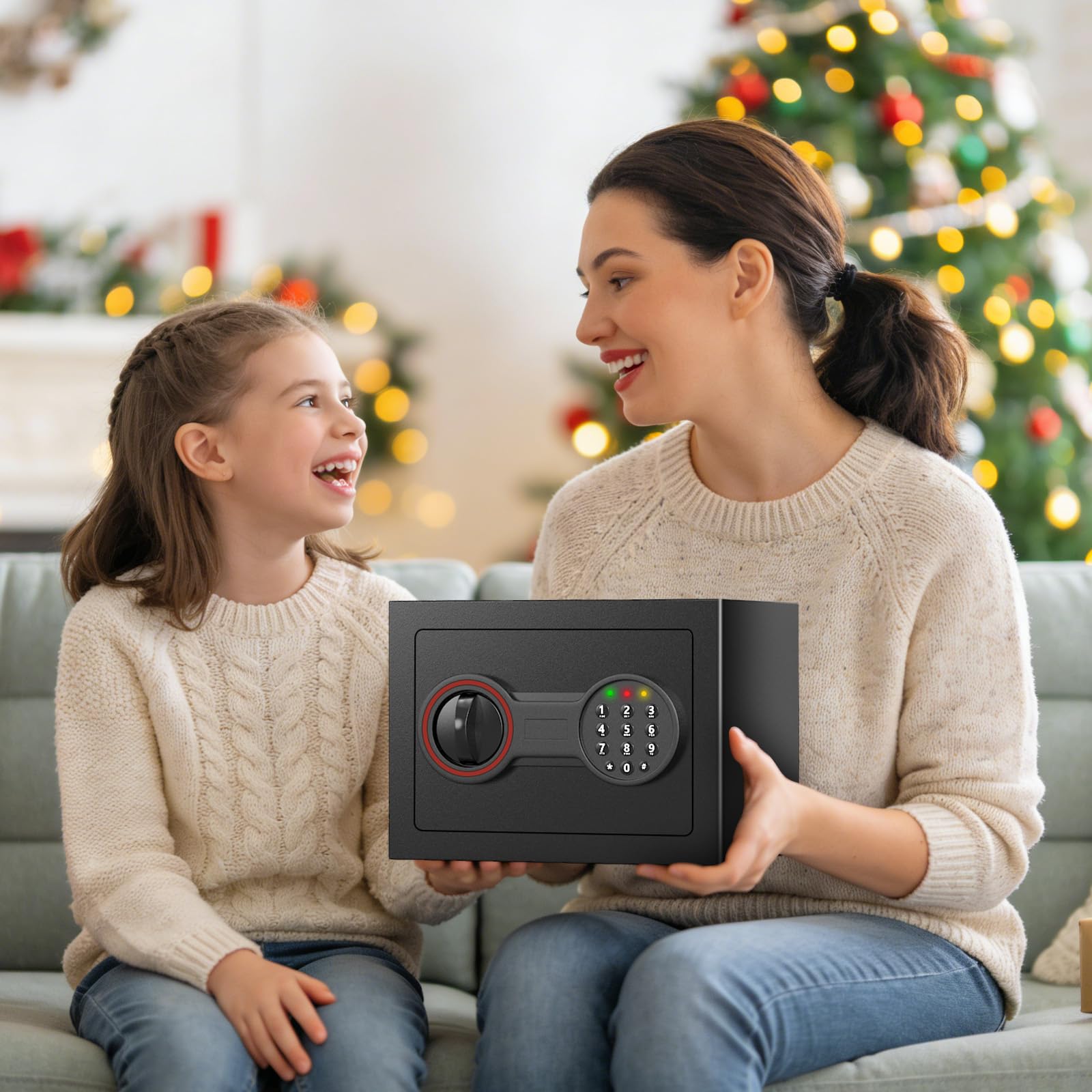 Mini Safe Tresor mit Zahlenschloss Schlüssel, MöBeltresor Klein mit Feuerfeste Tasche, Kleiner Tresor für Zuhause Sicherheitssafe,Tresore Kinder für Geld Medikamente Wertsachen Bargeld