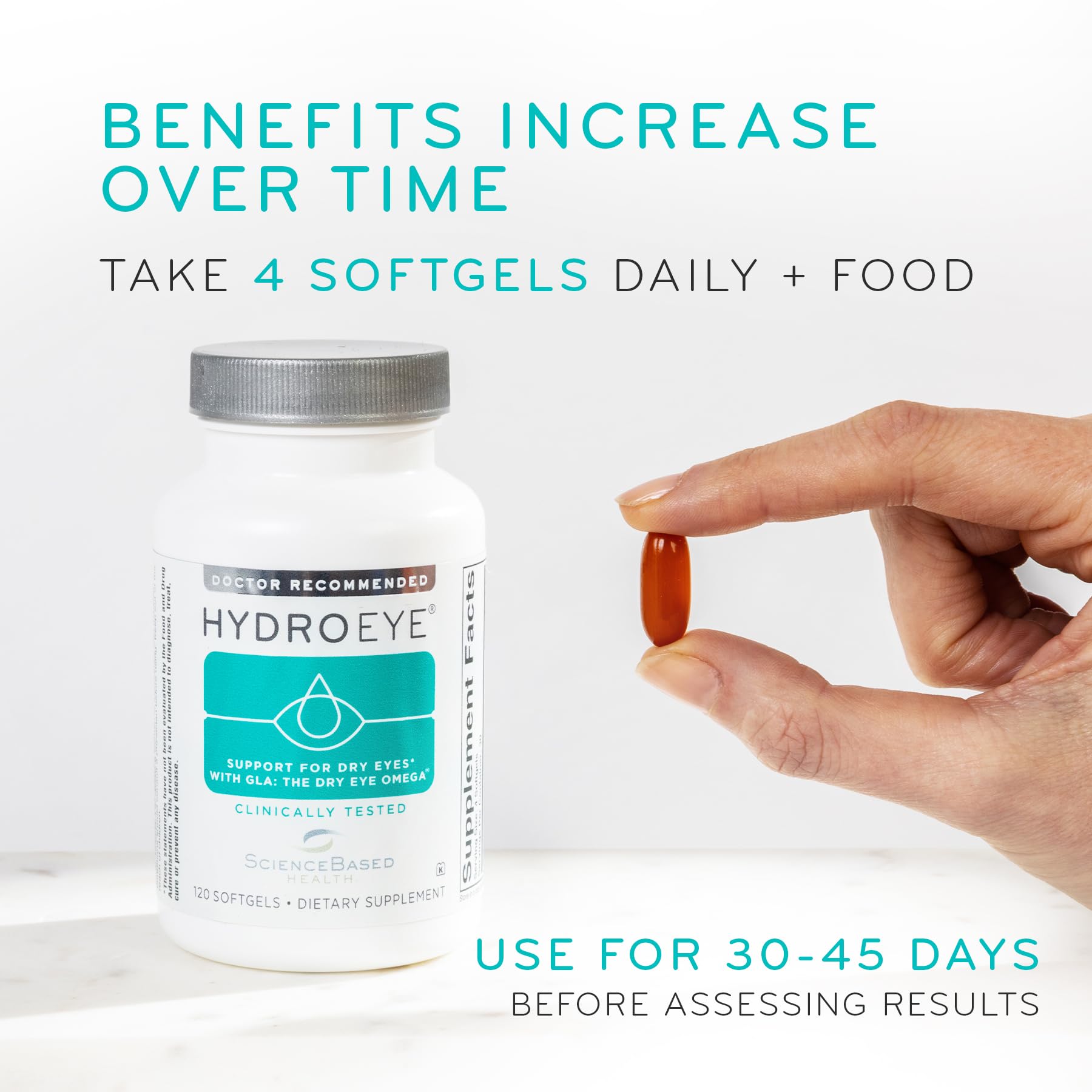 HydroEye Dry Eye Supplement, Clinically Tested, GLA & Omega3s - 120 Count — Amazon image 7