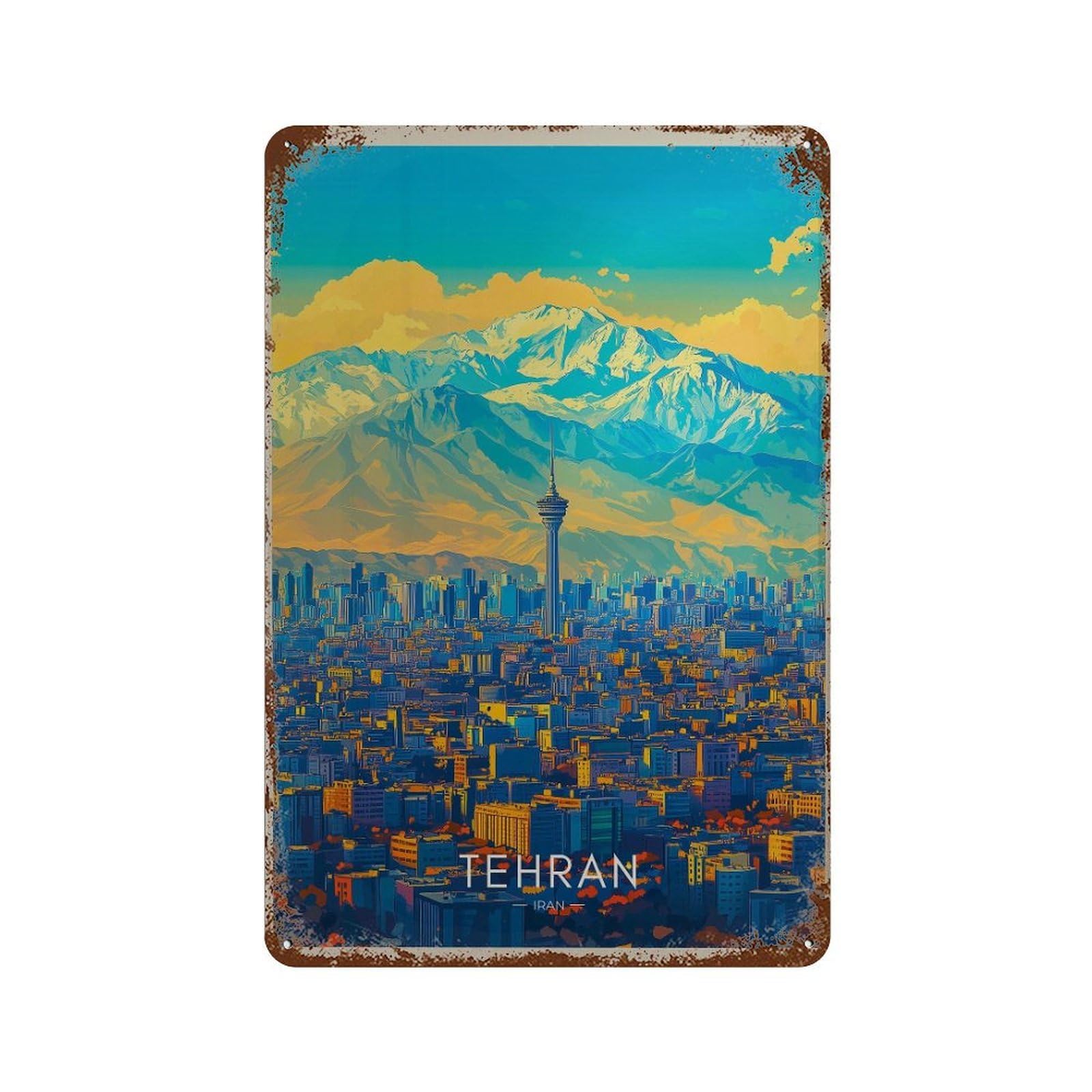 xiaoxiaoshen Tehran Travel Iran Middle East Decor Wall Decor Art Metal Tin Poster Modern Home Decor Art Home Bar Shop Decorations Vintage Sign 30x20cm