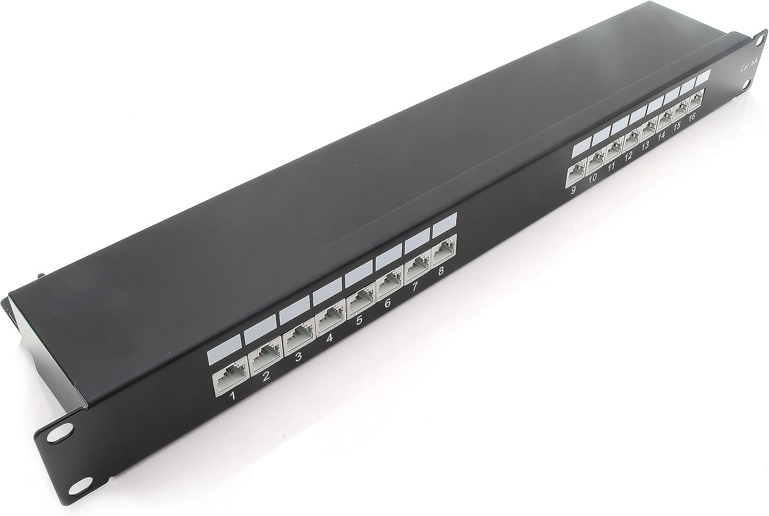 1aTTack.de Патч-панель CAT5 CAT6 CAT7, разъем RJ45, металлический корпус CAT6a, 16 портов, черная патч-панель CAT6a