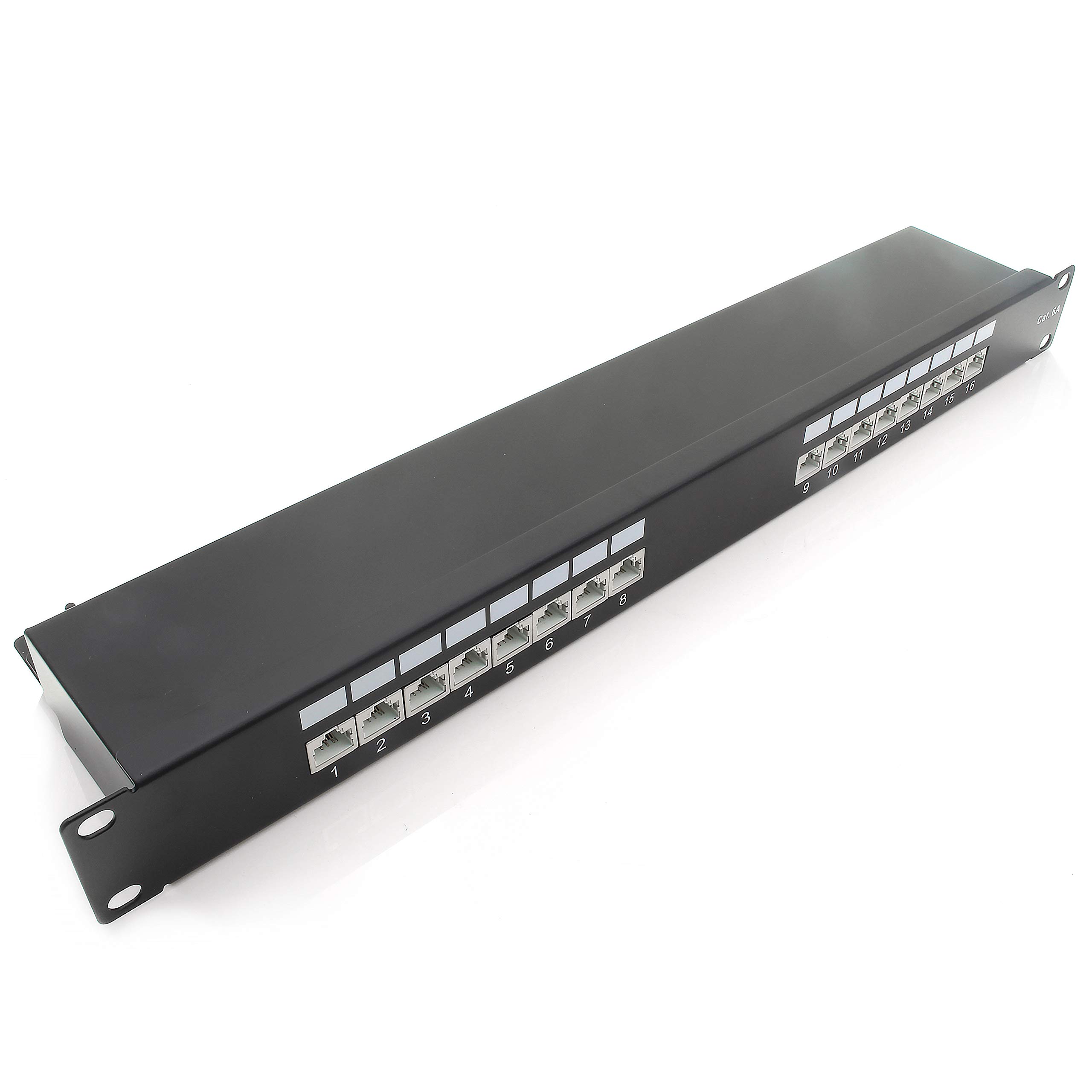 1aTTack.de 367460 Panneau de brassage CAT6a Panneau de distribution noir 16 ports Technologie de connexion LSA+ Distribution réseau - RJ45 - TIA 568 A/B - noir