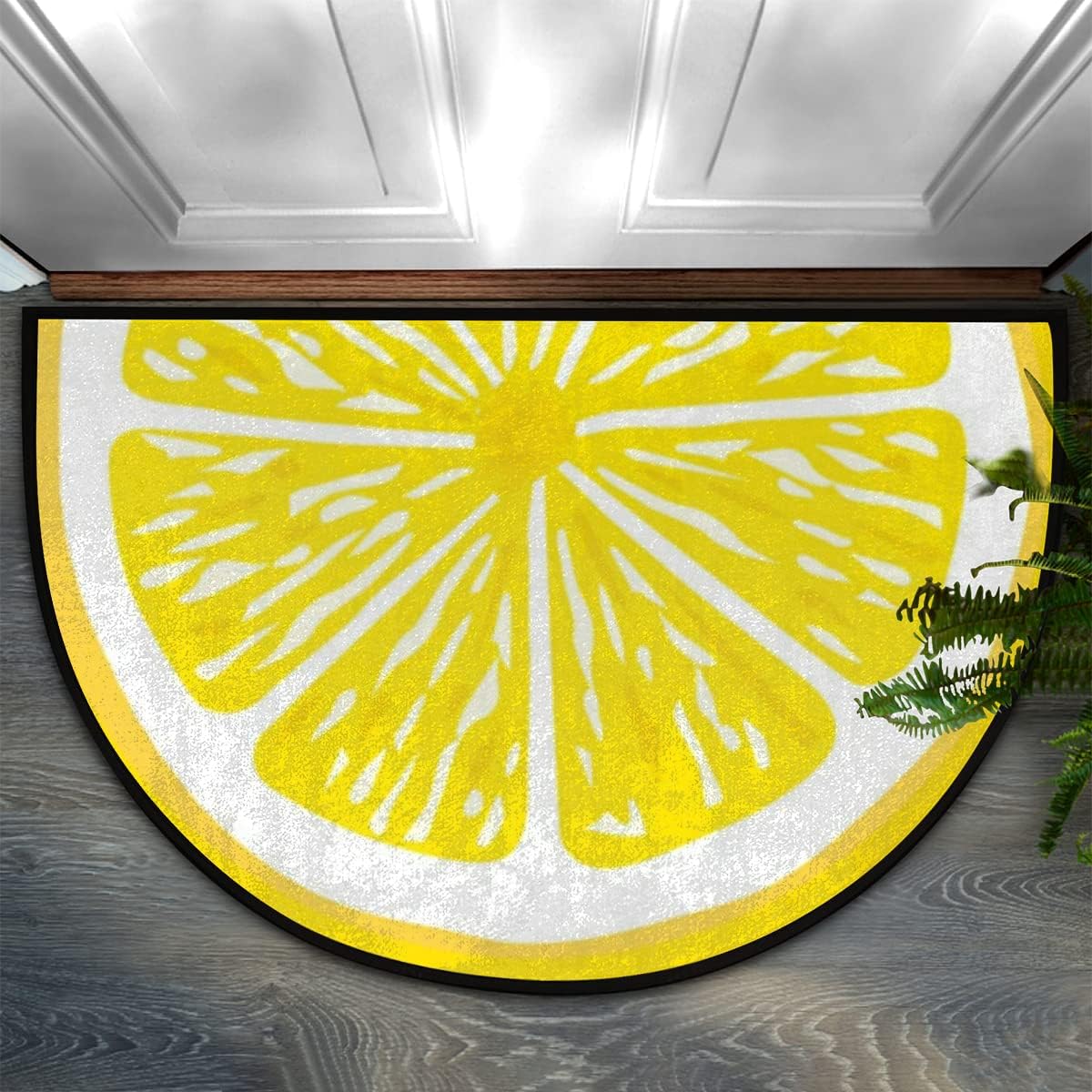 3D Lemon Half Round Door Mat Absorbent Door Mats Indoor, Fruit Lemon Welcome Mats Outdoor Doormats for Outdoor, Entrance, Home, Entryway Rug Non-Slip 24" x 36"