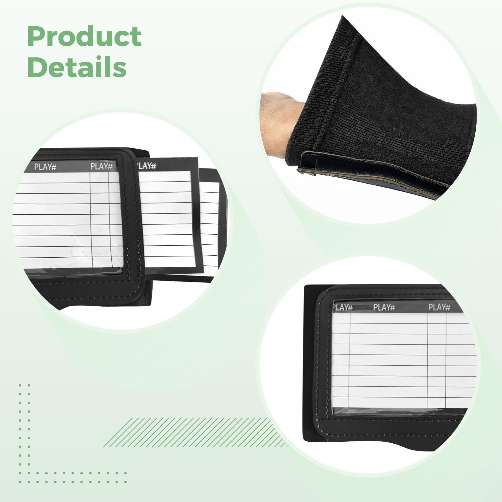 10 fasce da polso per playbook da calcio, misura per adulti, design a 3 scomparti, morbido cotone spandex, adatte per vari sport, 7,9 x 12,4 cm, finestre
