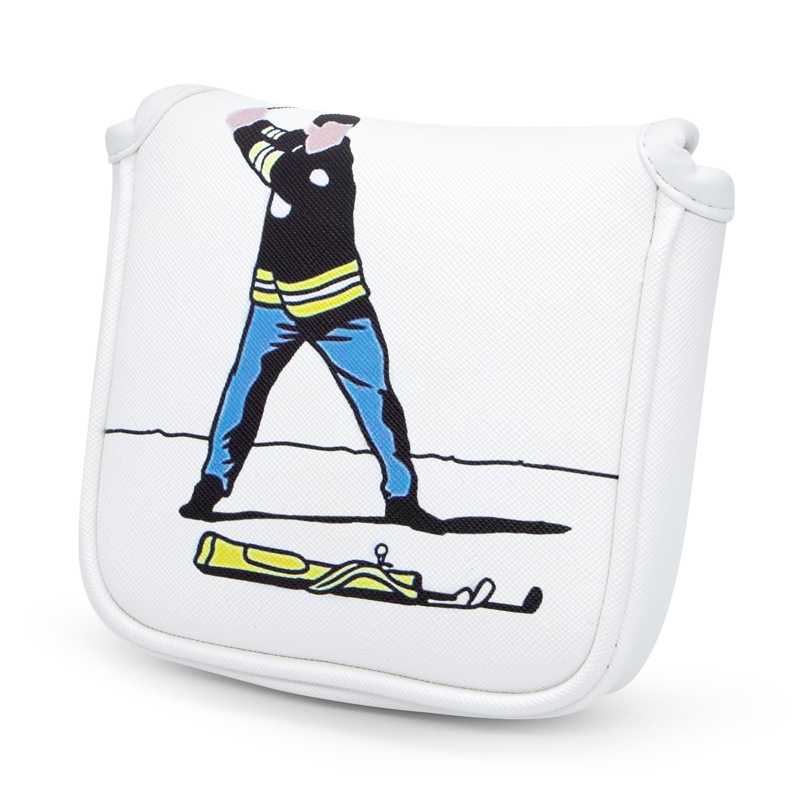 Funny Golf Putter Cover Square Mallet Putter Headcover - White Synthetic Leather Golf Club Covesr for Mallet Putters fits for All Brand