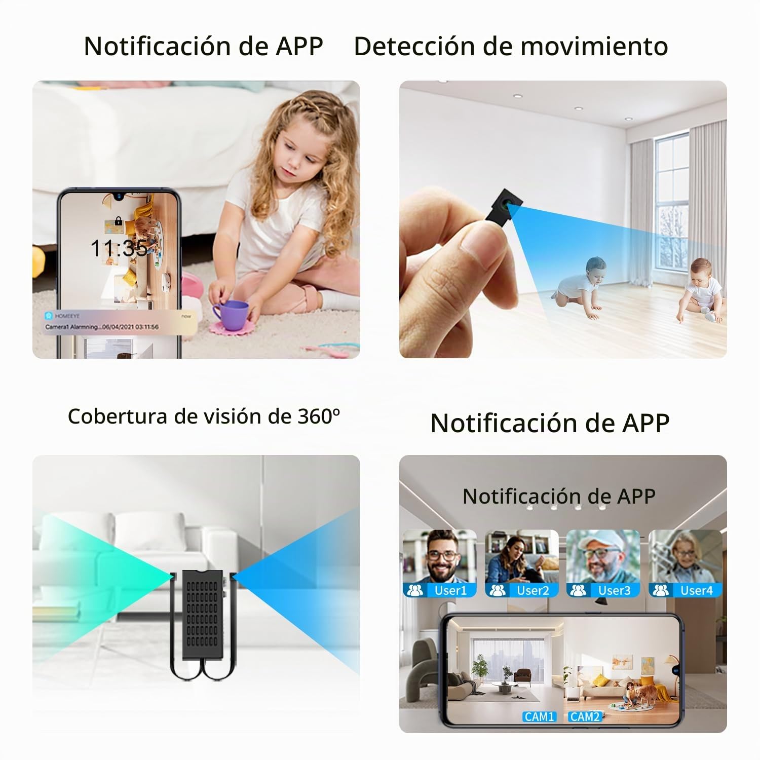 Módulo de cámara oculta pequeña para bricolaje, lente dual Full HD 1080P, mini cámara espía, pequeña cámara discreta para niñera, almacenamiento en la nube