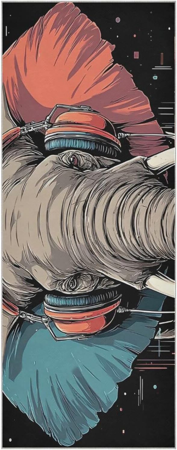 Elephant Headphone Hot Yoga Towel – Stylish, Non-Slip, Grip Dot, Super Absorbent, 27" x 73" - Yoga Mat Towels for Exercise, Fitness