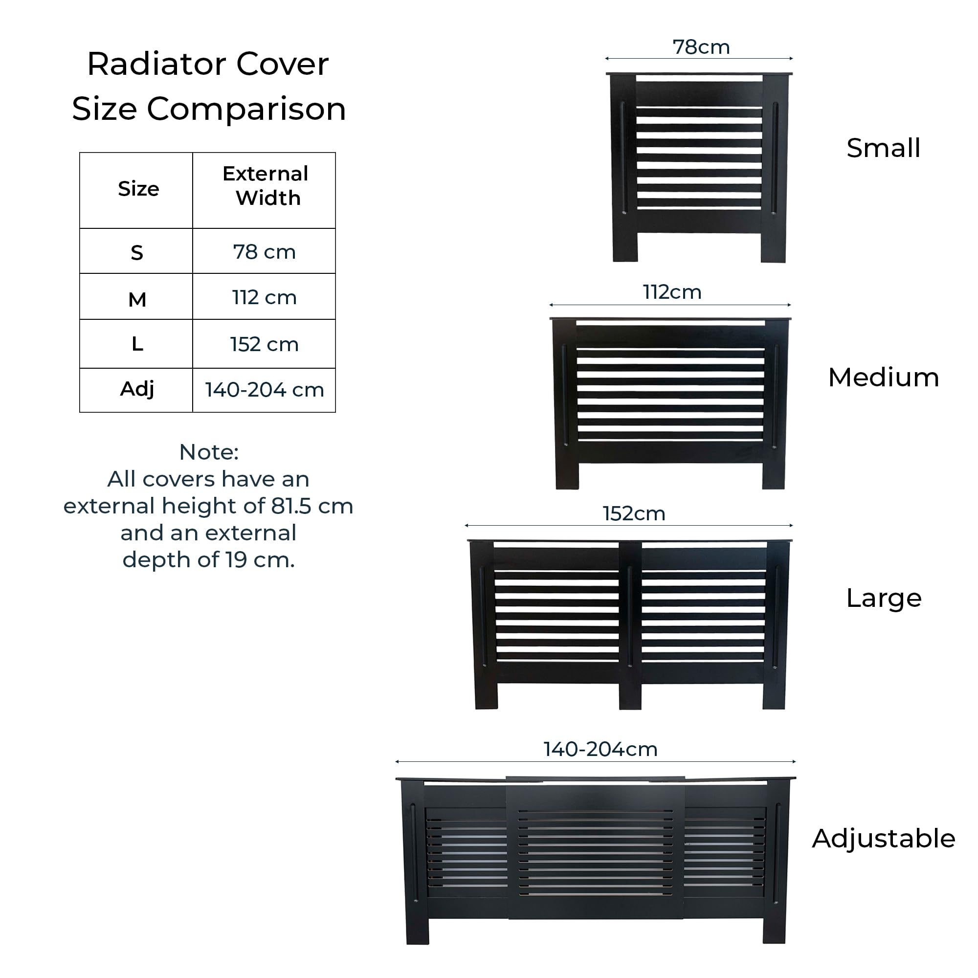 Jack Stonehouse Radiator Cover Black Paint, Over Radiator Shelf Clip On With Horizontal Slats - Image 2