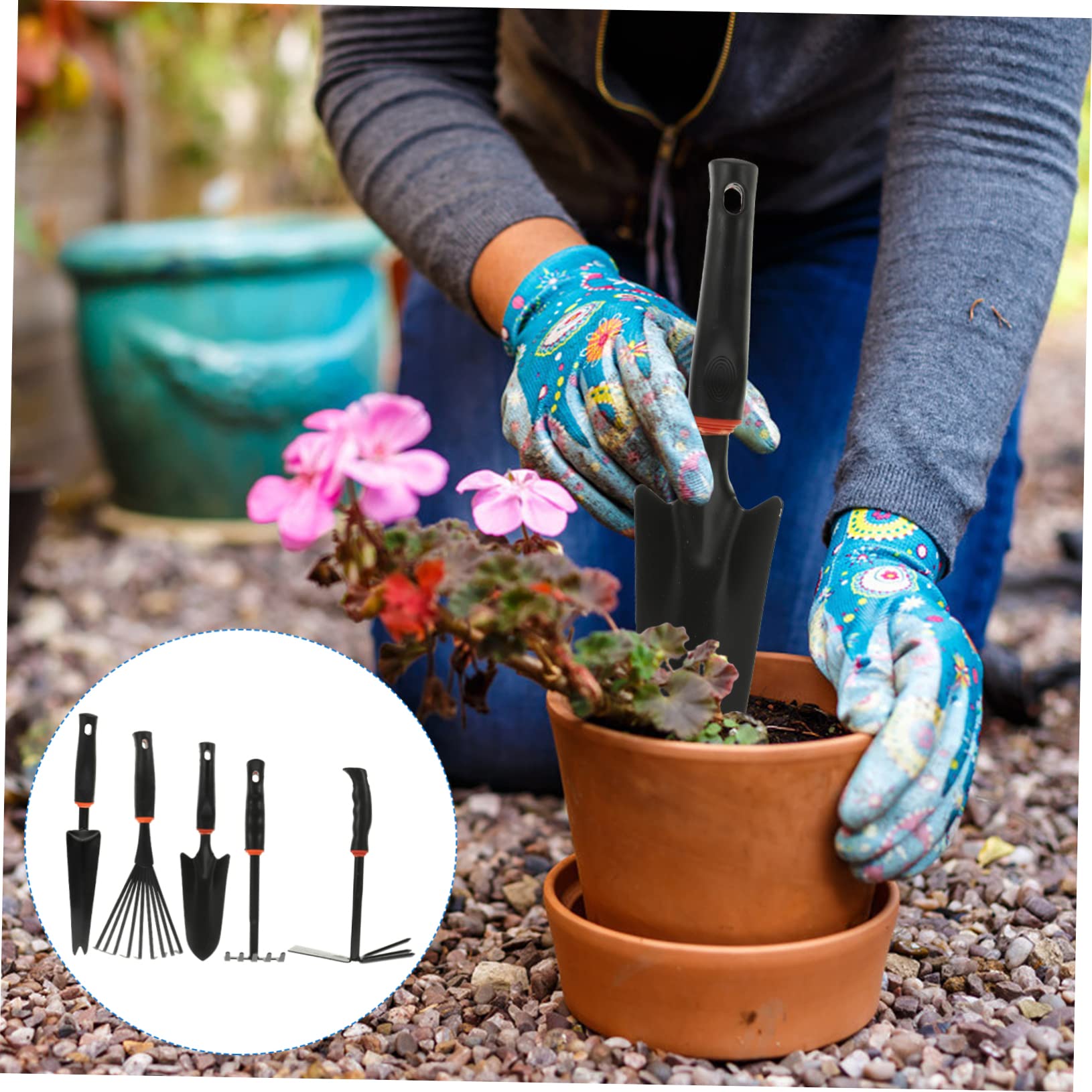 TOYANDONA 5pièces Pelle De Jardinage à Manche Outil De Creusement Plantation pour Fleurs Kit Outils De Jardinage