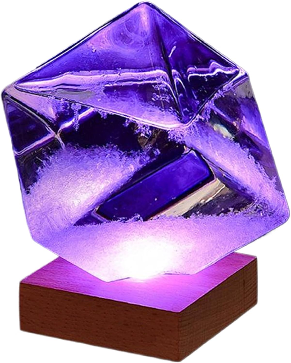 Weather Globe 1pc Cube Storm Glass Weather Forecaster Storm Glass Predictor Globe with Cube Design for Home Office Desktop Dec (with Light Base)