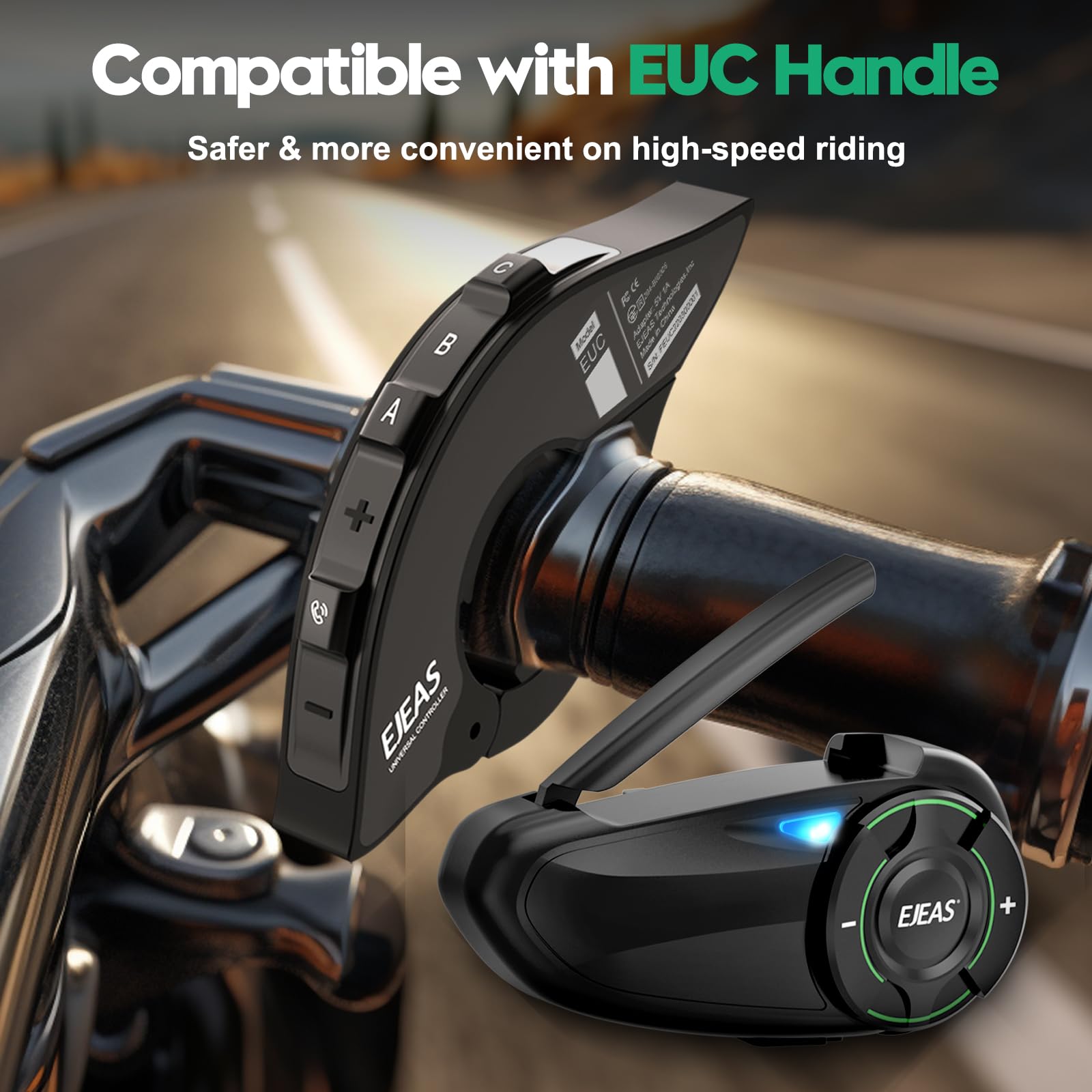 EJEAS Q8 Mesh Interphone Moto Bluetooth Couple Étanche Casque Interphone jusqu'à 6 Motards avec Partage de Musique, Annulation du Bruit, Universel (1 Paquet)