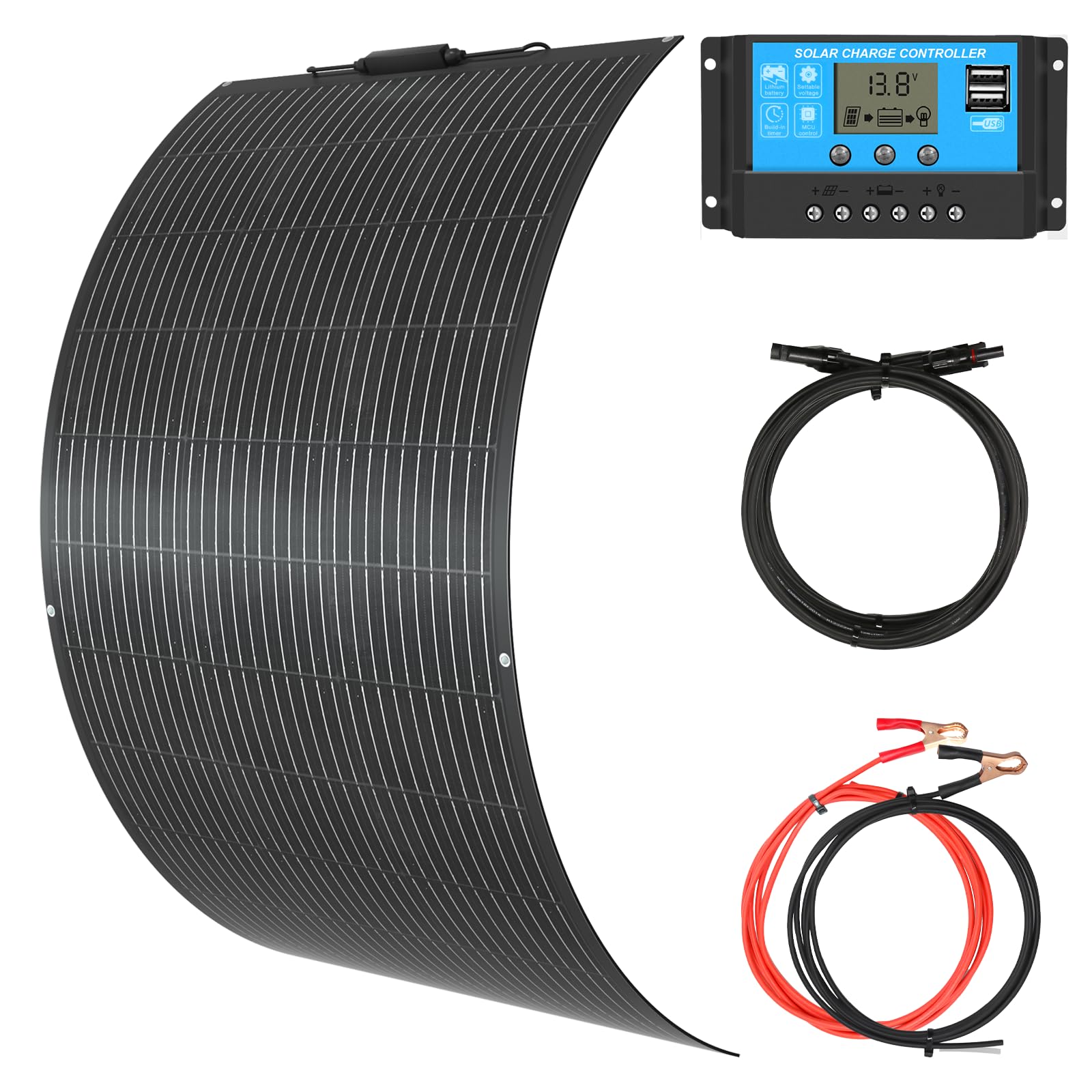 XINPUGUANG - Kit de panel solar flexible monocristalino, 100 W, 18 V,