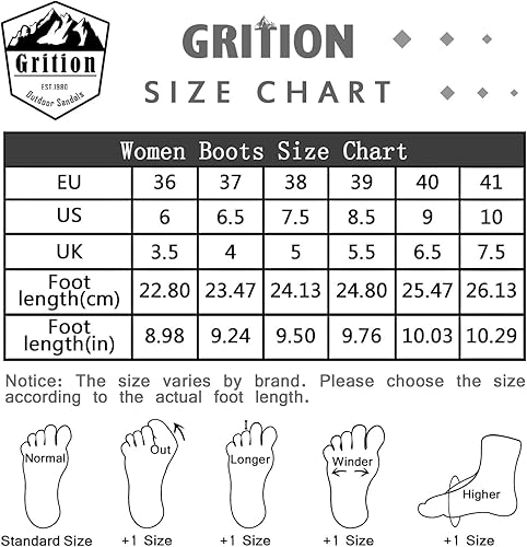 Miniatura 6 de GRITION Botas de senderismo para mujer, impermeables, de invierno, botines ligeros, para exteriores, altas, a la moda, con cordones, botas cálidas y
