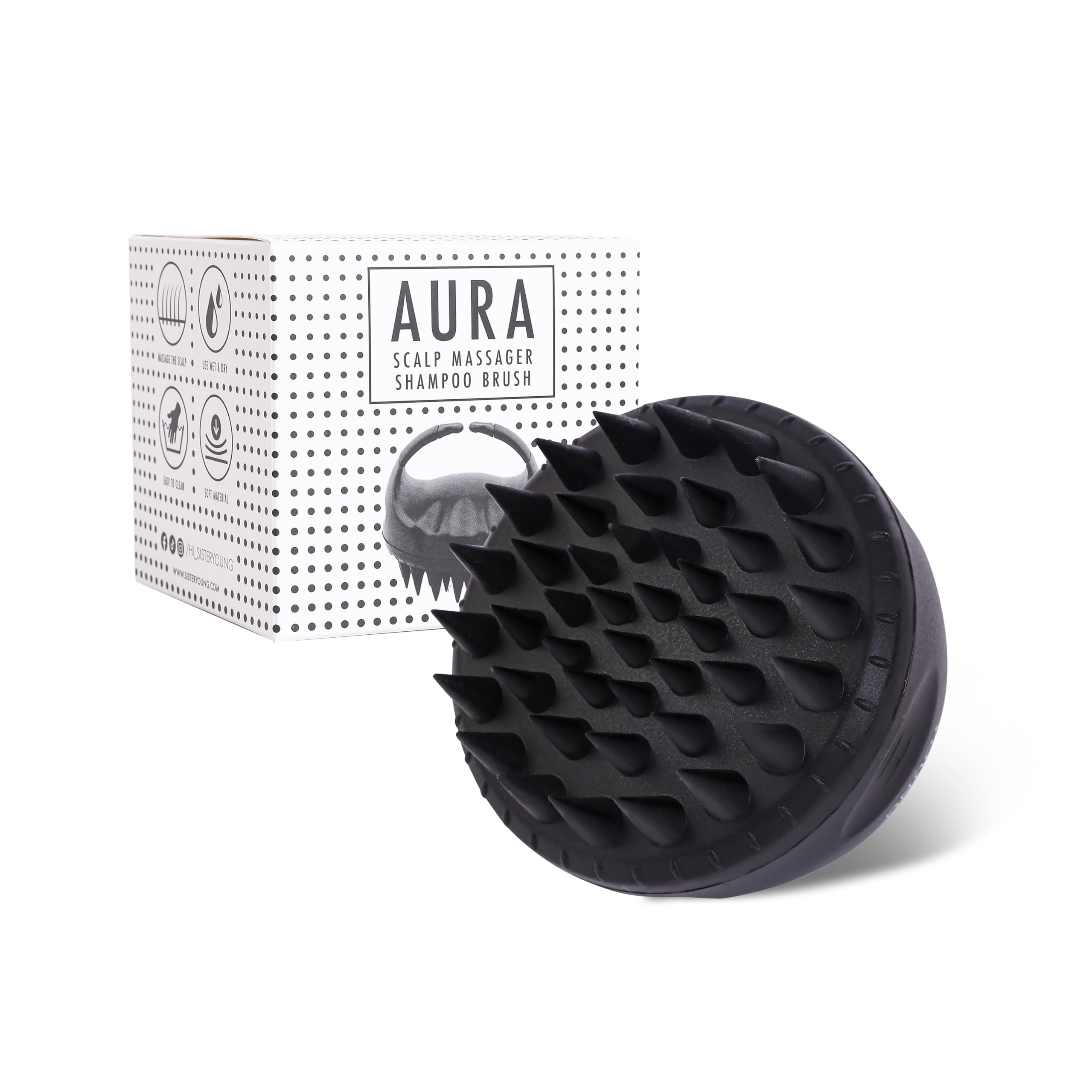 SISTER YOUNG Aura Shampoo Brush Black - Massage/head wash brush black