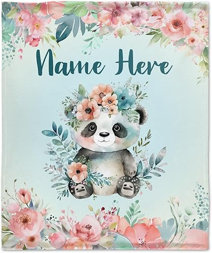 Miniatura 200 de Manta personalizada con diseño de jirafa y elefante, manta de franela suave, acogedora y ligera con nombre para sofá, cama, sofá, regalo, unisex