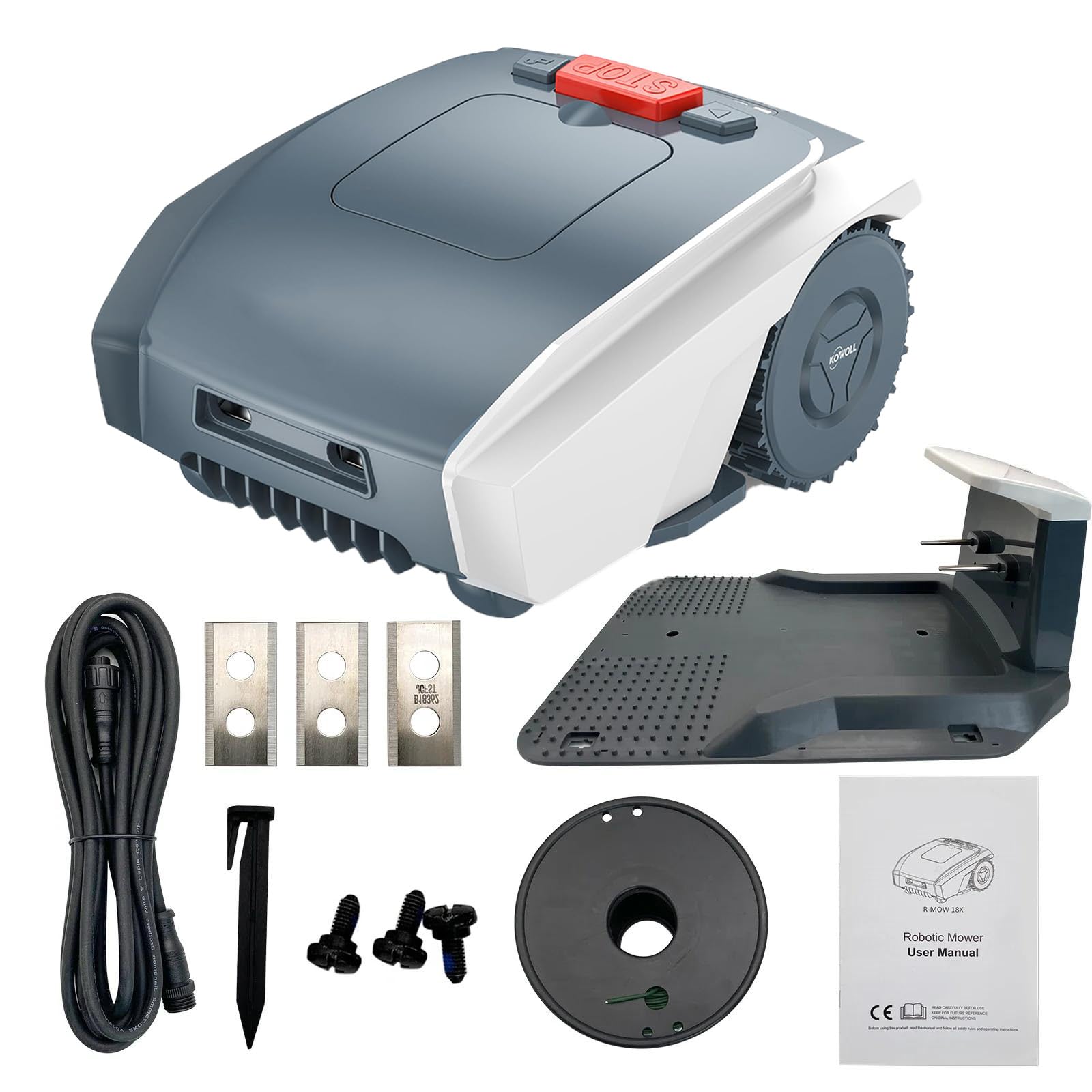 Robot cortacésped, sin cable perimetral, altura de corte 20-55mm, Robot cortacésped completamente automático con estación de carga automática, robot inteligente para jardines pequeños de hasta 1500m²