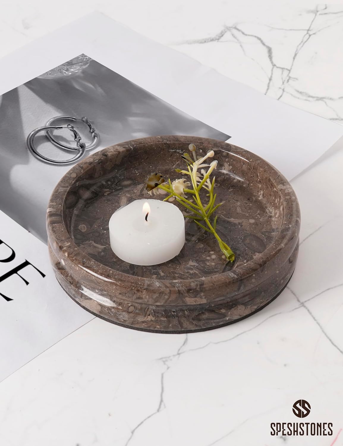 Marble Jewelry Dish, 5" Handmade Trinket Ring Tray