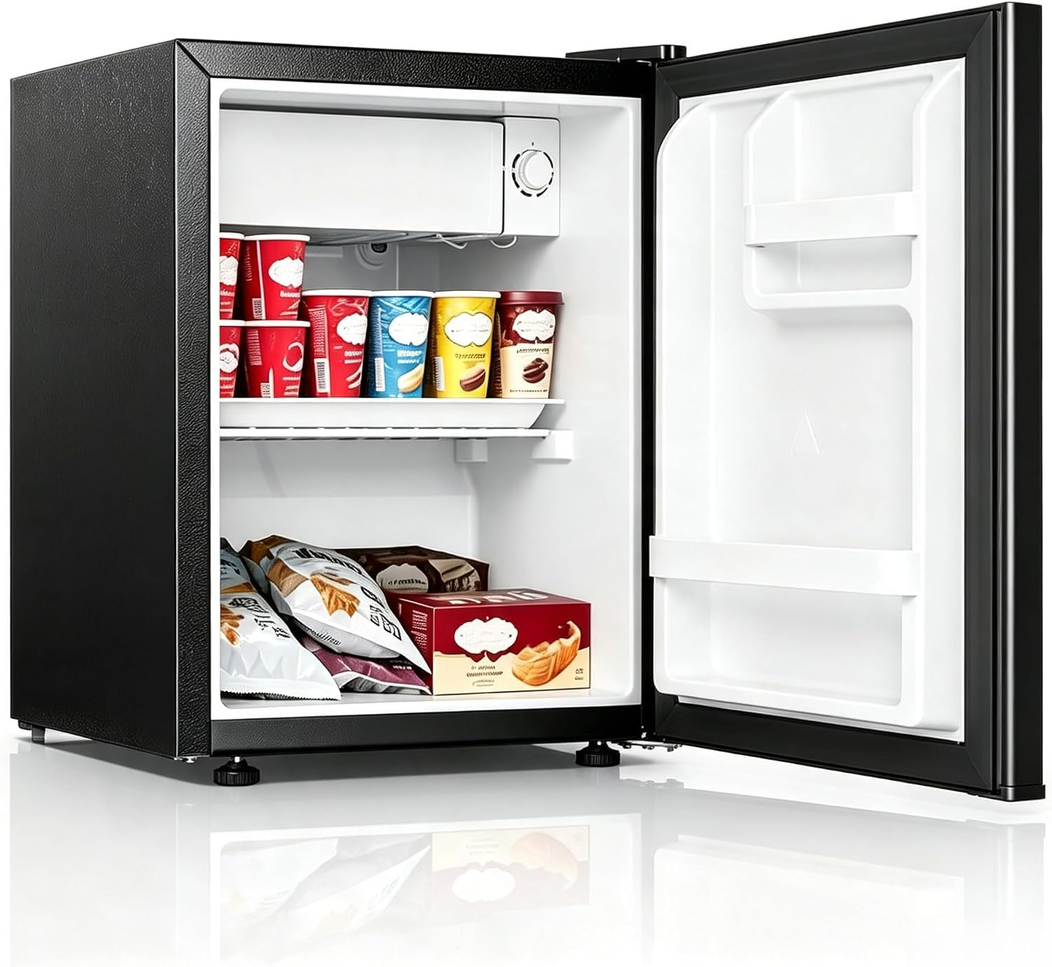 Nevera pequeña con congelador pequeño 6,3L, Mini Congelador 45L, silenciosa y compacta, temperatura regulable 0-10°C, estantes de vidrio extraíbles, eficiencia energética, Clase E