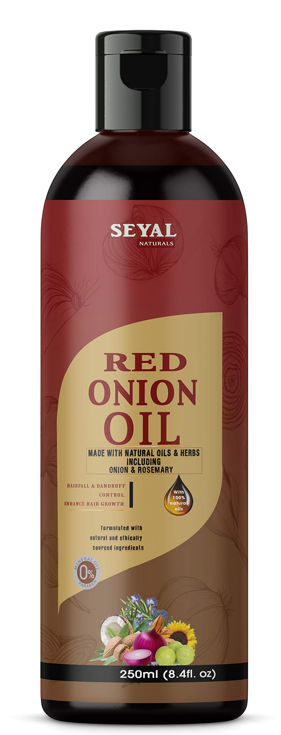 SeyalRed Onion Hair Oil Made With Natural Oils, Including Onion and Rosemary For Hair Fall Control & Hair Growth (250ml)