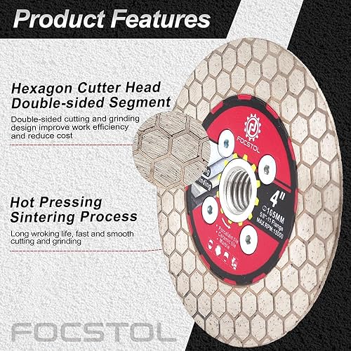Miniatura 8 de Hoja de sierra para azulejos de diamante, rueda de disco de corte y molienda de 5 pulgadas con brida de 58 pulgadas - 11 para azulejos de cerámica,