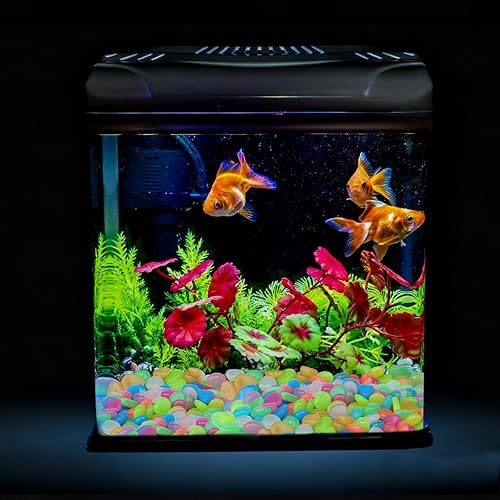 Miniatura 6 de Oubest - Piedras que brillan en la oscuridad Guijarros que brillan Piedras que brillan con decoración azul para jardín Tanque de peces Acuario