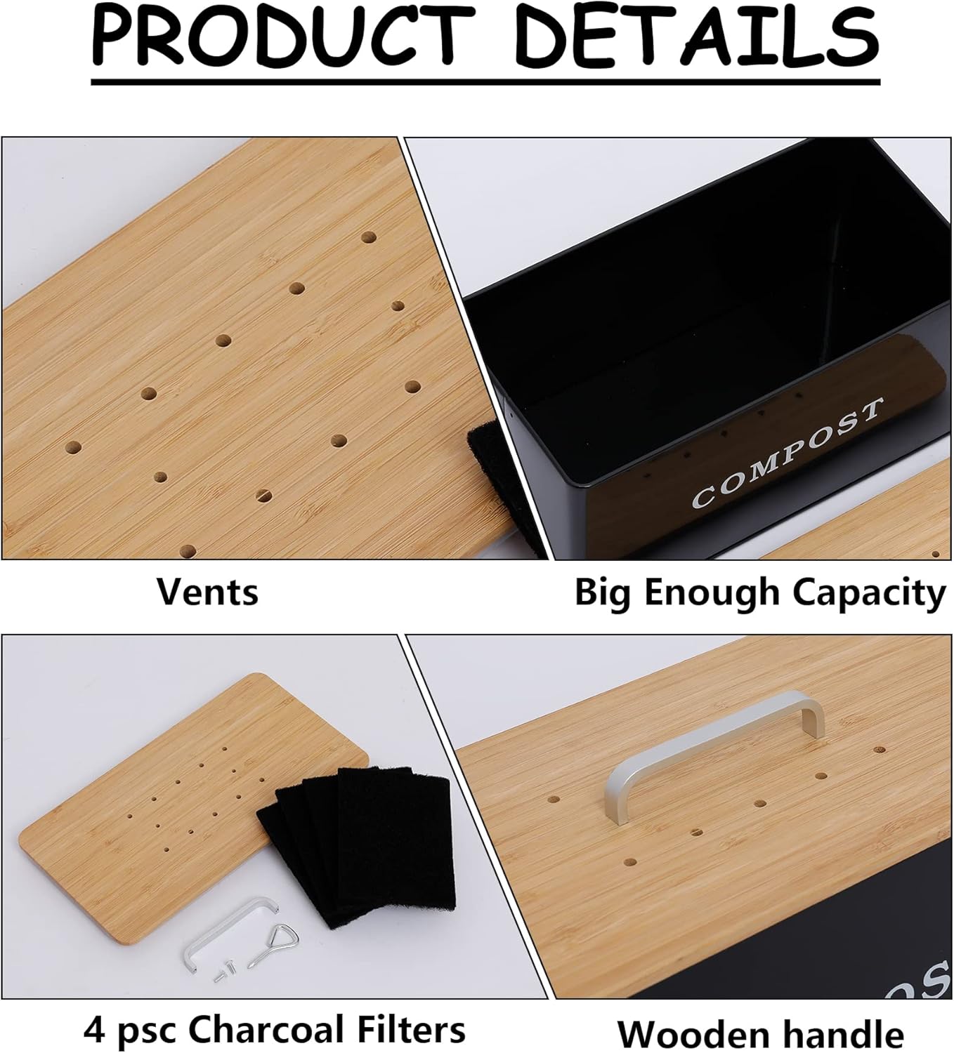 Gdfjiy Contenedor de compostaje de cocina cubo de compost para ...