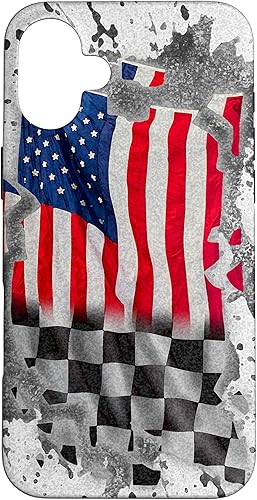 Vista 55 de iPhone 12 mini Car Racing bandera estadounidense pit crew Case