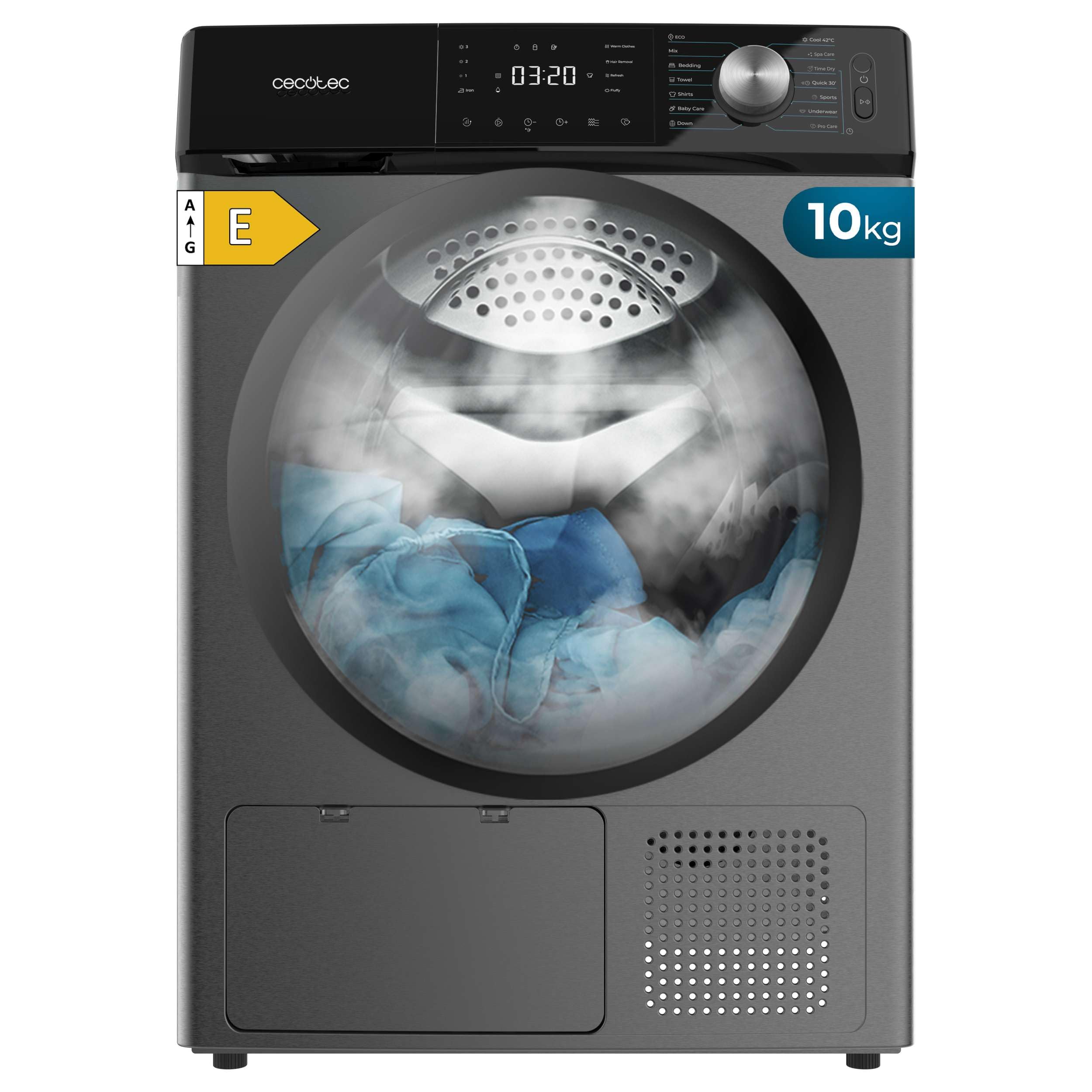 Cecotec Secadora de Ropa Bomba de Calor 10 kg Bolero Dresscode Dry 10355 Steel.