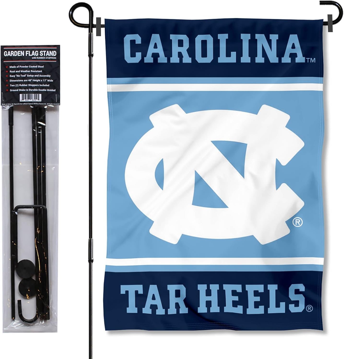 UNC Tar Heels Garden Flag with Stand Holder