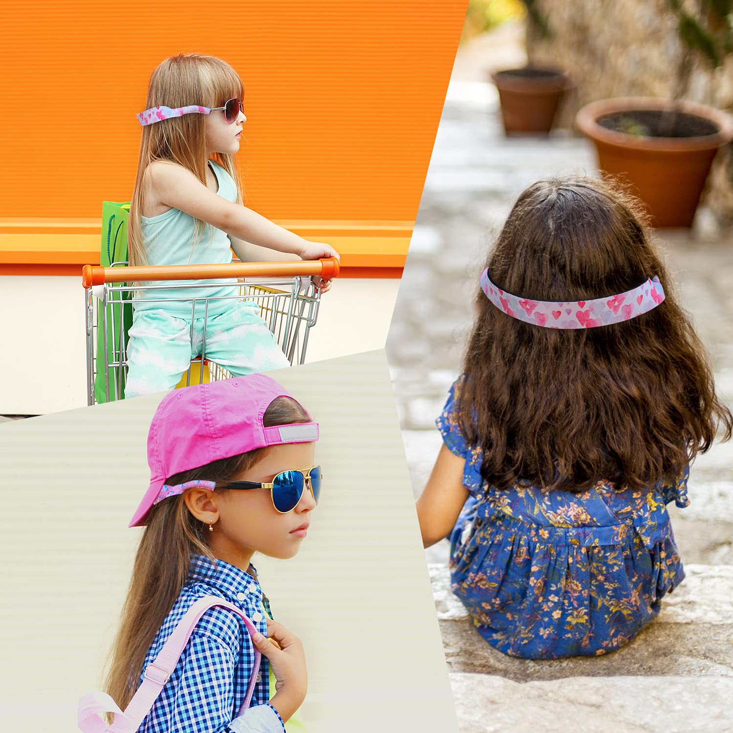 Diseño de retenedor de gafas para niños con material de neopreno flotante, correa ajustable sin cola para niños/niñas, paquete de 2