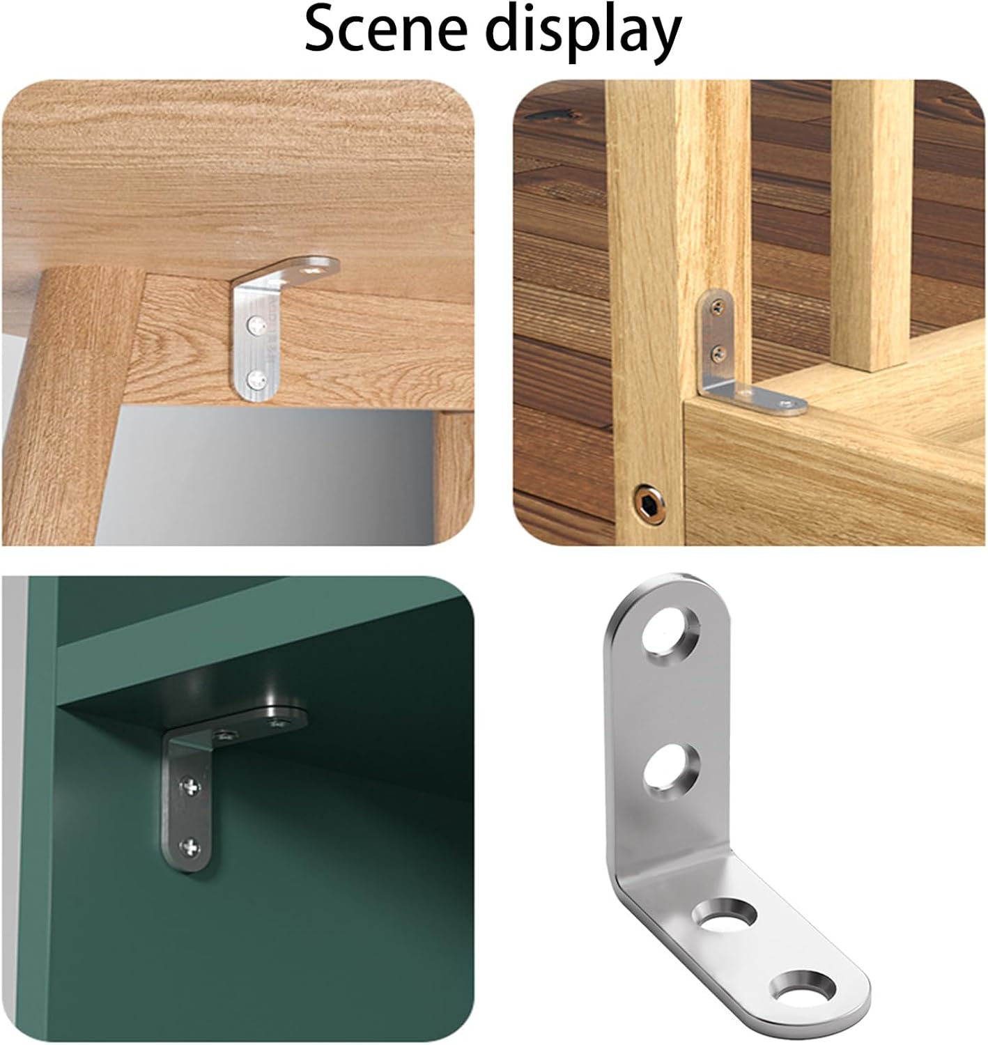 4PCS L Bracket Corner Brace, Stainless Steel Corner Bracket, L Brackets for Shelves, 90 Degree Right Angle Bracket, Metal Corner Bracket for Wood Furniture, with 15 Pcs Screws (1.57x1.57 in)